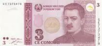 Tayikist�n 3 Somoni 2010 - Shirinsho Shotemur, Parliament Building