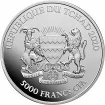 Tchad Mandala Hippopotame - 1 Once Argent Tchad 2020
