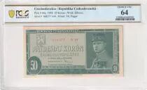 Tch&eacute;coslovaquie 50 Korun - 03-07-1948 - S&eacute;rie A.44  - PCGS 64