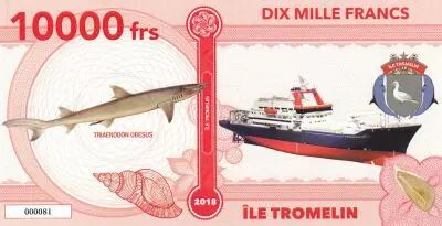 Terres Australes Fran�aises 10000 Francs Ile Tromelin - Requin, Navire - 2018 - Fantaisie