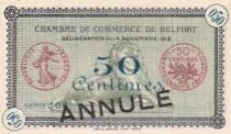 Territoire-de-Belfort 50 Centimes - Chambre de Commerce de Belfort - 1918 - Annul&eacute;