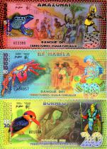 Territoires Equatoriaux 35 Francs, Série de 3 billets : Amazona - Isabela Island - Borneo 2014