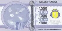 Territori  Francesi des Sud 1000 Francs Bassas da India, turtle, boat - 2018 - Fantaisy