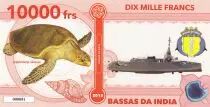 Territori  Francesi des Sud 10000 Francs Bassas da India, turtle, boat - 2018 - Fantaisy