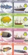 Territori  Francesi des Sud Set of 4 banknotes Glorieuses islands, fish, boats - 2018 - Fantaisy