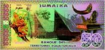 Territorios Ecuatoriales 50 Francs, Sumatra - Indian - Fleur, Tarsier and Hutts 2015