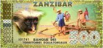 Territorios Ecuatoriales 500 Francs, Zanzibar - onkey, fishermen 2015
