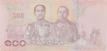 Thailand 100 Baht 2018 - Rama X, Rama V and VI -  2018