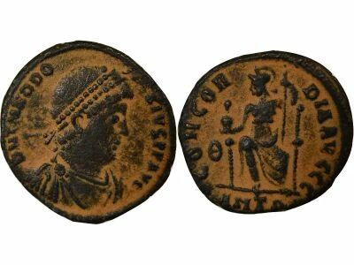 Theodosius I - Nummus, Seated Constantinople - 379 / 383 Antioch