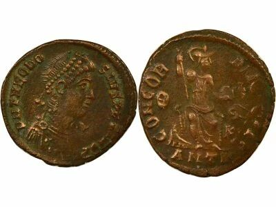 Theodosius I - Nummus, Seated Constantinople - 379 / 383 Antioch