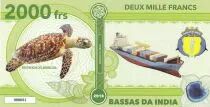 Tierras Australes francesas 2000 Francs Bassas da India, turtle, cargo - 2018 - Fantaisy