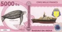 Tierras Australes francesas 5000 Francs Bassas da India, turtle, boat - 2018 - Fantaisy