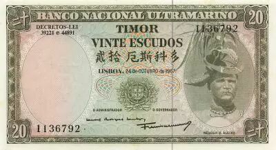 Timor 20 Escudos - Timor - Regulo D. Aleixo - 25-10-1967 - P.26