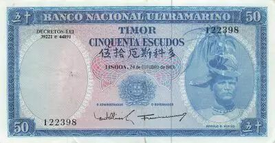 Timor 50 Escudos - Timor - Regulo D. Aleixo - 25-10-1967 - P.27