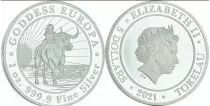 Tokelau 5 Dollars Elisabeth II - D&eacute;esse Europe - 2021 Once Argent