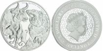 Tokelau 5 Dollars Elisabeth II - Ours Taureau - 2021 Once Argent