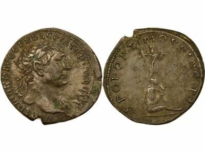 Trajan - Silver Denarius, Dacian Trophy - 107 Rome