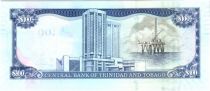 Trinidad and Tobago 100 Dollars Bird - Twin towered modern bank building, iol rig