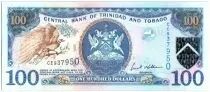 Trinidad e Tobago 100 Dollars Bird - Twin towered modern bank building, iol rig - 2006