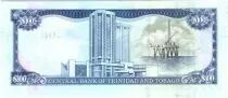 Trinidad e Tobago 100 Dollars Bird - Twin towered modern bank building, iol rig
