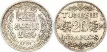 T&uacute;nez  20 francs Ahmad Pasha - 1935 (1353) - Silver
