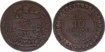 T�nez 10 centimes,  Muhammad al-Nasir - 1911