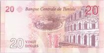 T&uacute;nez 20 Dinars Farhat Hached - Amphitheater El Jem - 2017