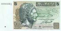 T&uacute;nez 5 Dinars - Hannibal - Carthaginians ships - Serial C.12 - 1993 - P.86
