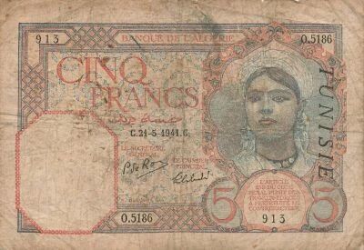 T�nez 5 Francs - 21-05-1941 - P.8