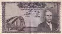 Tunisia 5 Dinars - H. Bourguiba - Bridge - ark - 1958 - Serial C.6 - P.59