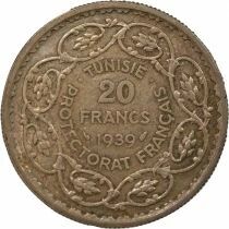 Tunisia Ahmad II - 20 Silver Francs - 1939 Paris