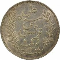 Tunisia French Protectorate, Ali III - Silver Franc - 1891 A Paris