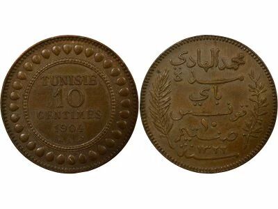Tunisia French Protectorate, Muhammad IV - 10 Centimes - 1904 A Paris