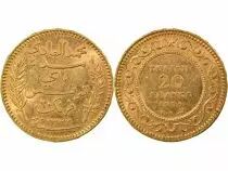 Tunisia French Protectorate, Muhammad IV - 20 Gold Francs - 1322 AH / 1904 A Paris