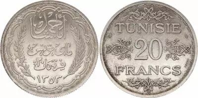 Tunisie  20 francs Ahmad Pasha - 1935 (1353) Essai