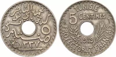 Tunisie 5 Centimes Protectorat Fran�ais - 1337 (1919)