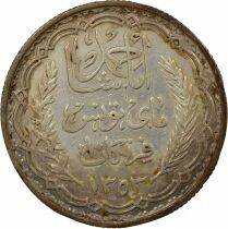 Tunisie Protectorat, Ahmad II - 10 Francs Argent - 1353 AH Paris