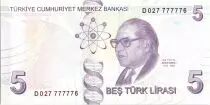 Turchia 5 Yeni Turk Lirasi - Pdt Ataturk - Aydin Sayili - 2009 (2020) - UNC