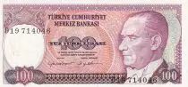 Turkey 100 Turk Lirasi - Pdt Ataturk - ND (1984) - Serial D - P.194a