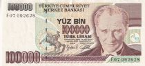 Turkey 100000 Turk Lirasi - Pdt Ataturk - ND (1991) - Serial F - P.206