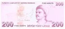 Turkey 200 Lira - Pdt Ataturk - Yunus Emre - 2009 (2023) - Prefix F