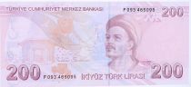 Turkey 200 Yeni Turk Lirasi - Pdt Ataturk - Yunus Emre - 2009 (2023) - Serial F