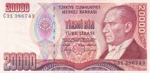 Turkey 20000 Turk Lirasi - Pdt Ataturk - ND (1988) - Serial C - P.201b