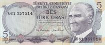 Turkey 5 Turk Lirasi - Pdt Ataturk - ND (1976) - Serial K - P.185