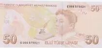 Turkey 50 Yeni Turk Lirasi - Pdt Ataturk - Fatma Aliye - 2009 (2022) - Serial E