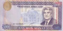 Turkmenistan 5000 Manat - Saparmyrat Ny&yacute;azow - State of Turkmenistan - 2000 - AK Series