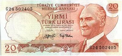 Turquia 10 Lira, Pdt Ataturk - Mausoleum  - 1974 - P. 187 a