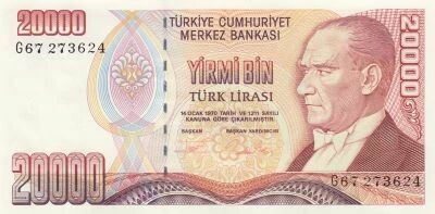 Turquia 20000 Turk Lirasi - Mustafa Kemal Atat�rk - 1995 - Series G