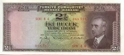 Turquia 2.5 Lira Pres. L. Inonu - Bank