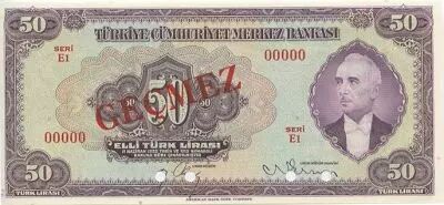 Turquia 50 Lira Pres. L. Inonu - 1942